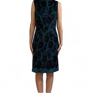 Milly of New York dress, size 2. Teal with black flowers. Sleeveless.